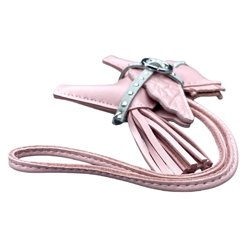 Soft Genuine Sheepskin Pegasus Pony Charm with Crocodile-Embossed Wings And Detachable Rivet Rope Accents Premium Gift Accessory