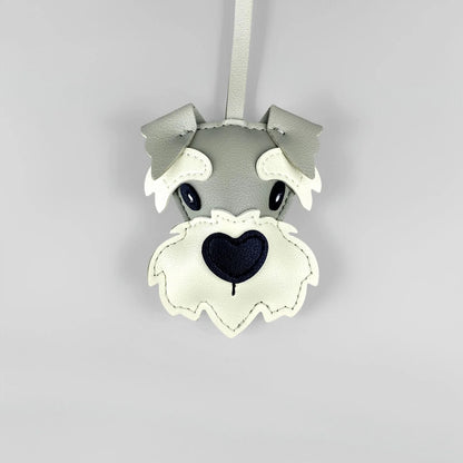 Adorable PU Leather Schnauzer Keychain Bag Charm– Cute Realistic Dog Pendant, Handmade PU Leather Purse/Bag Accessory/Great Gift