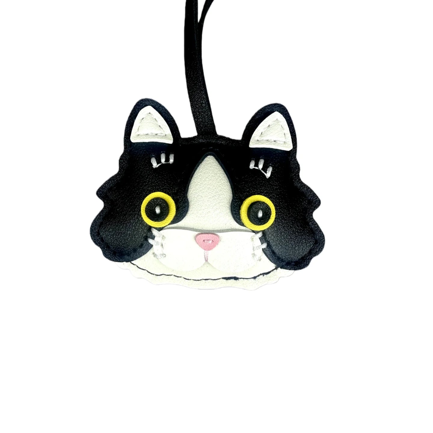 Plump & Handmade PU Leather Kitten Keychain/Bag Charm - 3D Detailed Face, Cute Charm for Daily Joy!-Perfect Gift/Bag Accessory