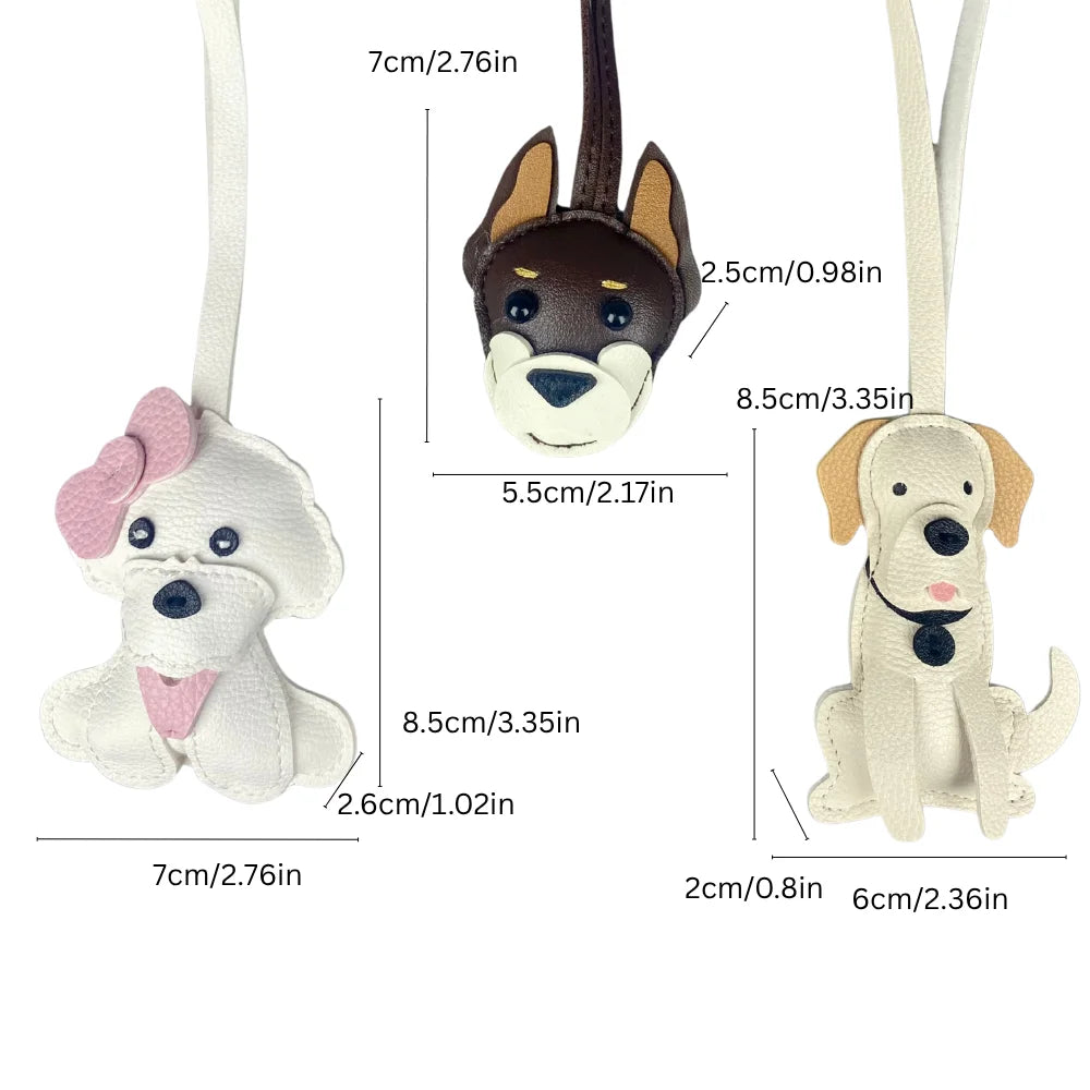 Portable Pup Squad! Leather Dog Bag Charms | Mix & Match with Attached Rings/Cords | Carry One for Daily Joy-PU Leather