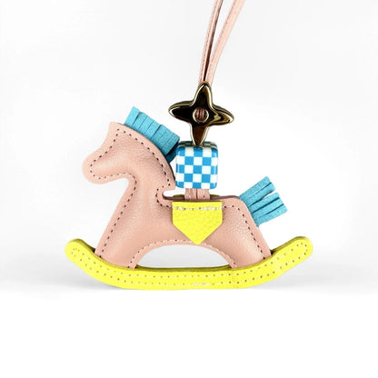 Cute PU Leather Rocking Horse Keychain/Bag Charm-Handcrafted PU Leather, Vibrant Colors, Cheerful Gift For Bag Accessory