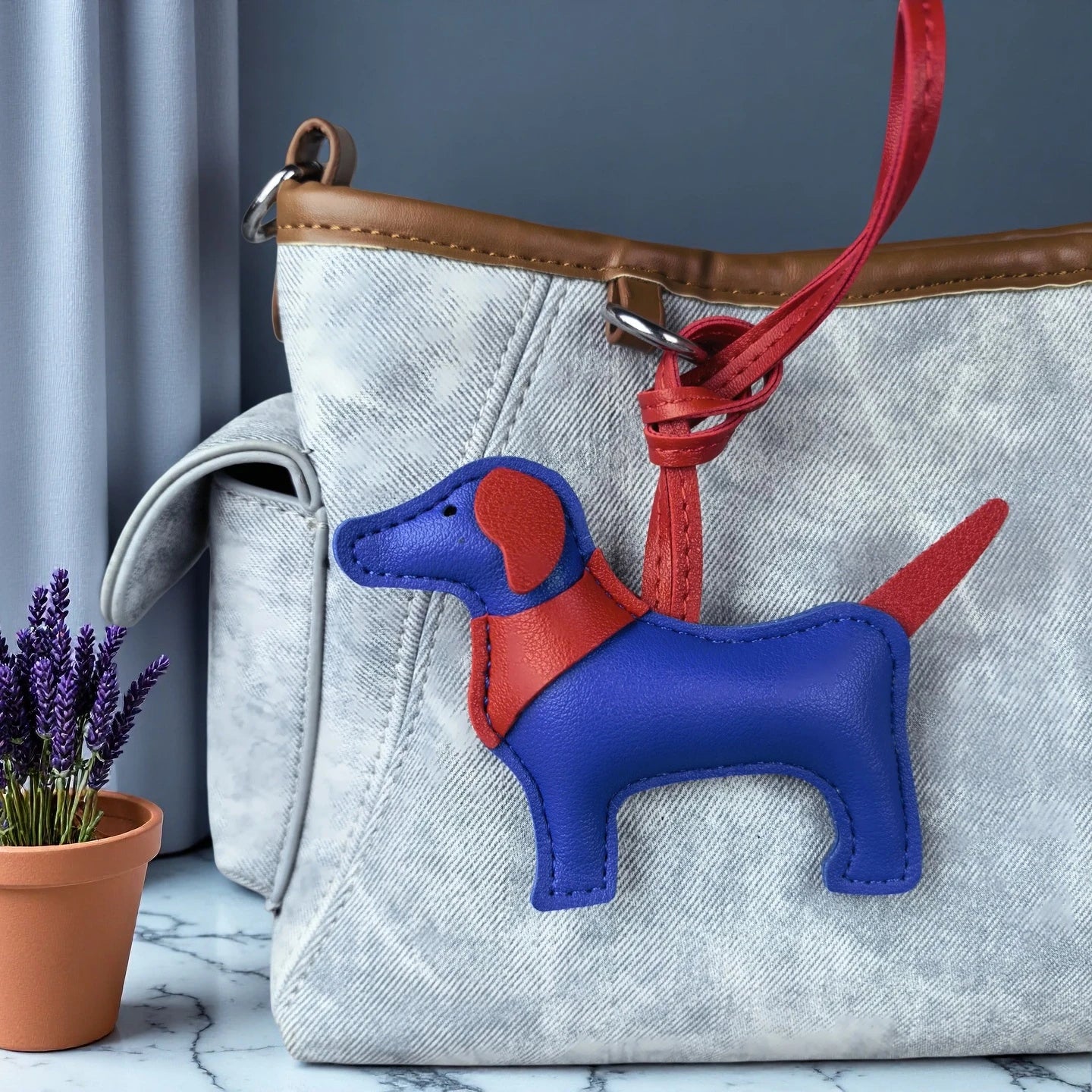 Handmade Premium PU Leather Dachshund Bag Charm – Stuffed & Structured, Classic Color, Elegant Finish