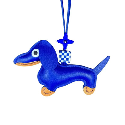 12-Color Dachshund Leather Keychain-Adjustable Leather Cord with Beads-PU Leather-Ideal Bag Accessory-Perfect Gift