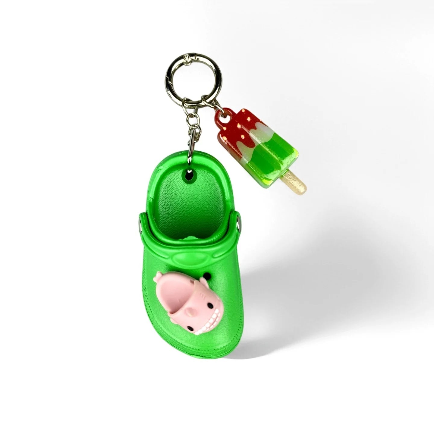 4 Pcs Summer Beach Style PU Leather/Eva Keychain/Bag Charm-Coconut Tree/Durian/Cubes/Crocs Shoes/Cocktail-Bag Accessories/Gift
