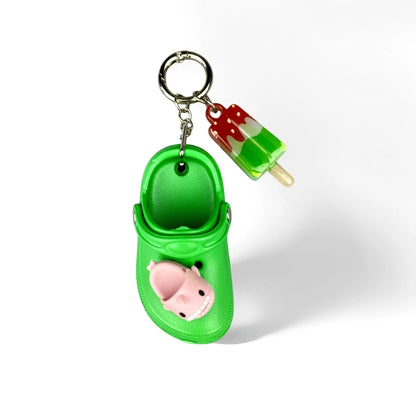 4 Pcs Summer Beach Style PU Leather/Eva Keychain/Bag Charm-Coconut Tree/Durian/Cubes/Crocs Shoes/Cocktail-Bag Accessories/Gift