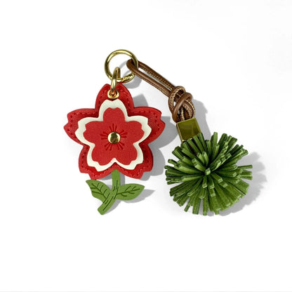 3-Tier PU Leather Flower Keychain/Bag Charm-Stylish PU Leather Ball Charm, 4 Classic Colors Bag Accessory for Handbags, Gifts