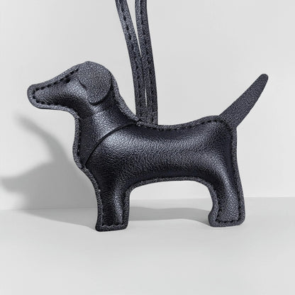 Handmade Premium PU Leather Dachshund Bag Charm – Stuffed & Structured, Classic Color, Elegant Finish