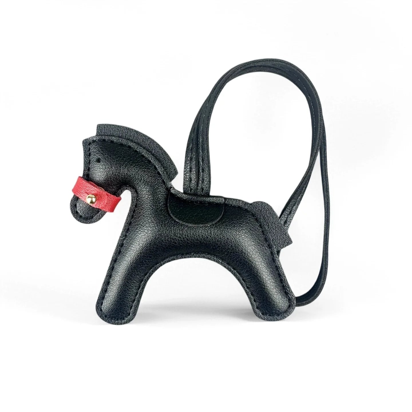 Handmade PU Leather Pony Bag Charm Keychain-Adorable Horse with Detachable Muzzle, Cute Decoration for Backpack, Unique Gift
