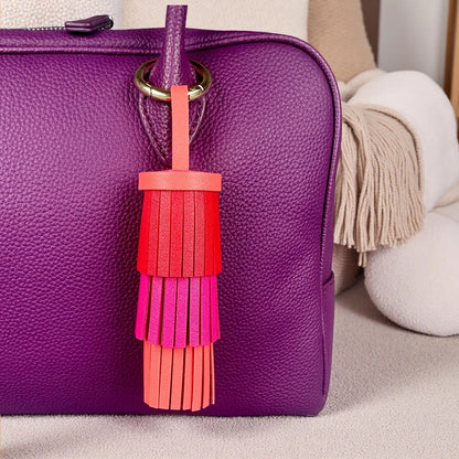 Handmade Bohemian Leather Tassel - Luxuriously Thick Fringe with Large Metal Ring for Bag Decor, Boho Style, Gift For Women