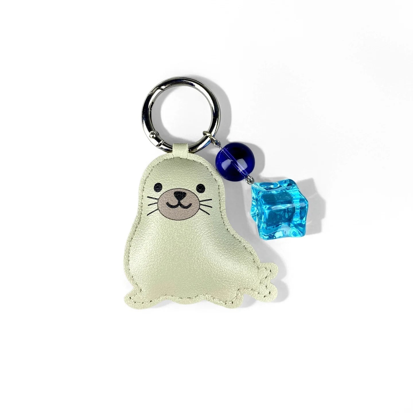 Cute PU Leather Keychain with Ocean Animal Charms - Stress Relief Sea Horse Shell Sea Lion Orca Pendant Gift Accessory