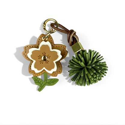3-Tier PU Leather Flower Keychain/Bag Charm-Stylish PU Leather Ball Charm, 4 Classic Colors Bag Accessory for Handbags, Gifts