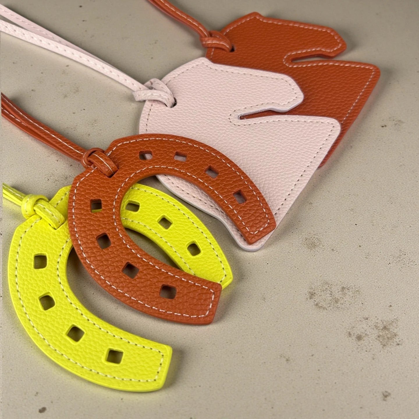 Handmade Leather Horse Head & Horseshoe Charms Set-Premium Thick Leather-Mix & Match Colors-PU Leather-Ideal Bag Accessory
