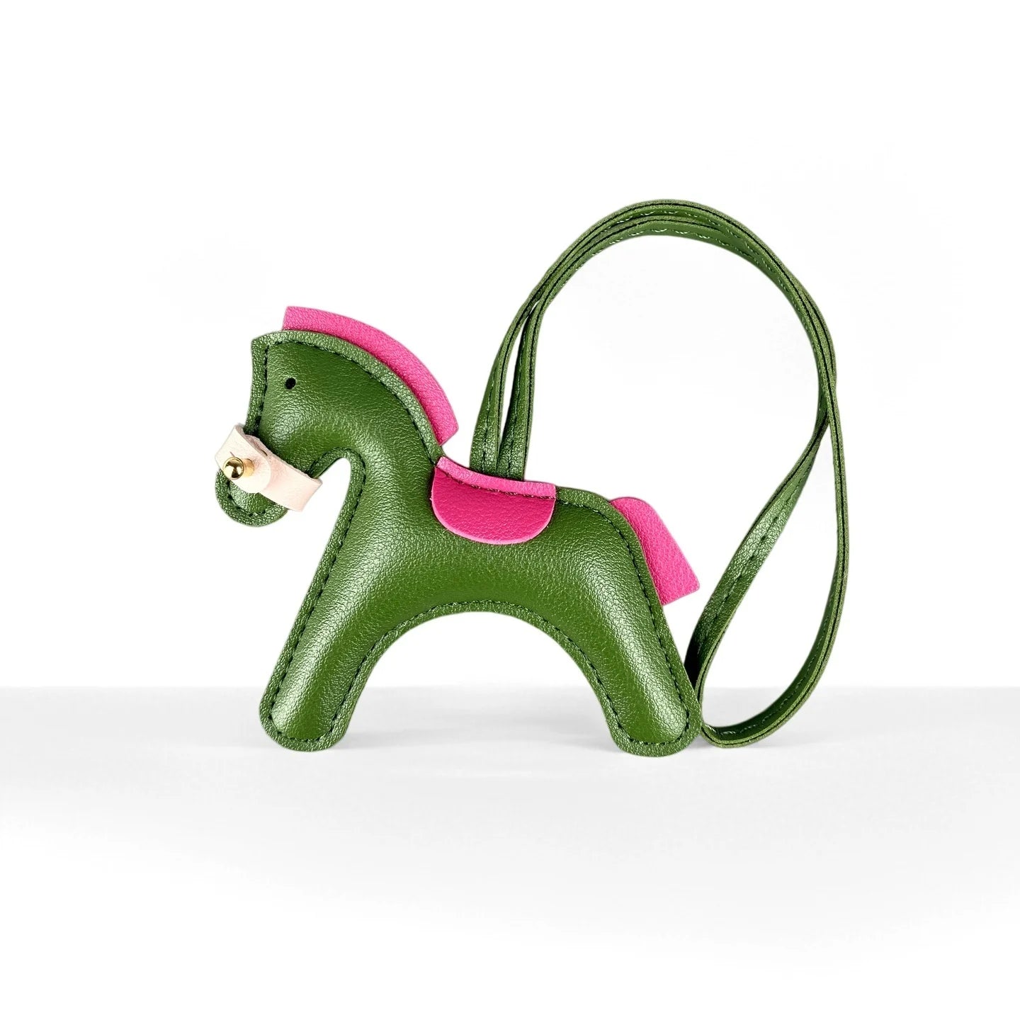 Handmade PU Leather Pony Bag Charm Keychain-Adorable Horse with Detachable Muzzle, Cute Decoration for Backpack, Unique Gift