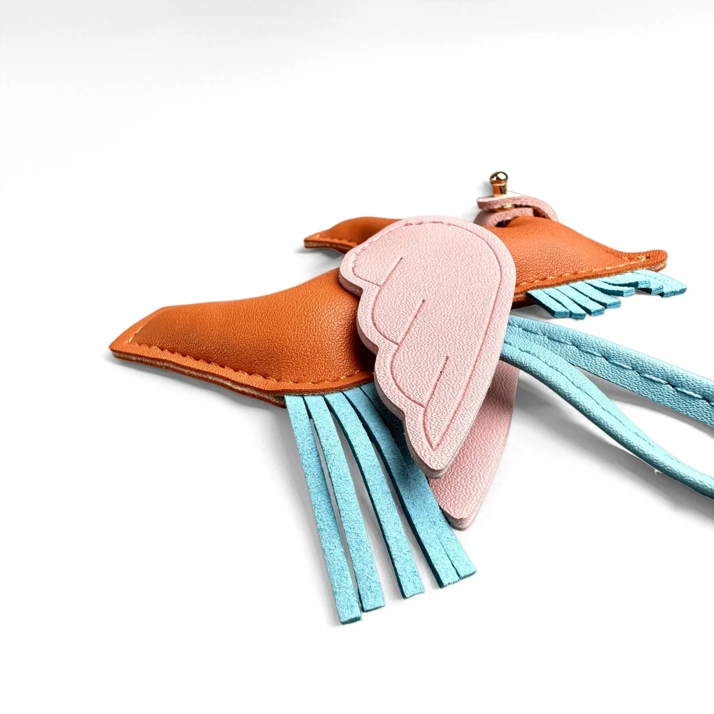 Elegant Winged Pony Keychain with Detachable Mouth Strap | Hand-Stitched Premium PU Leather Bag Charm with Plush Filling, Gift