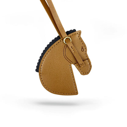 Handmade PU Leather Horse Head & Horseshoe Bag Charm/Keychain-Unique Equestrian Gift for Purse Backpack-Fashion Bag Accessory