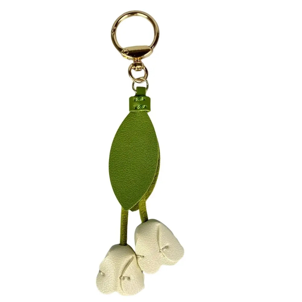 8-Color Soft PU Leather Tulip Bag Charm– Elegant Hanging Floral Accessory with Metal Ring, Realistic Bloom Design for Backpack