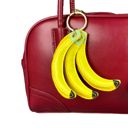 Cute Leather Fruit Charms with Key Rings & Leather Cords for Bag Decoration-PU Leather-Ideal Gift For Women/Kids/Bag Accessory
