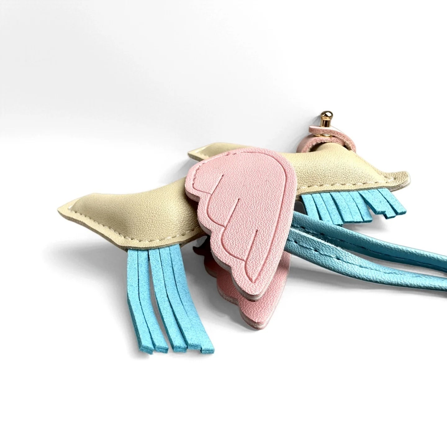 Elegant Winged Pony Keychain with Detachable Mouth Strap | Hand-Stitched Premium PU Leather Bag Charm with Plush Filling, Gift