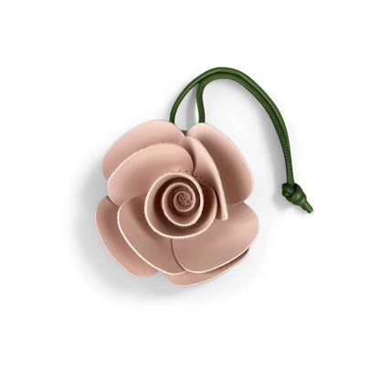 Elegant 3D PU Leather Camellia Flower Bag Charm, Handmade Floral Pendant with Olive Green Leather Strap, Stylish Purse Accessory