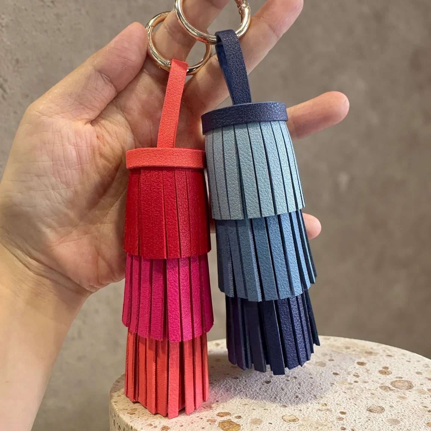Handmade Bohemian Leather Tassel - Luxuriously Thick Fringe with Large Metal Ring for Bag Decor, Boho Style, Gift For Women