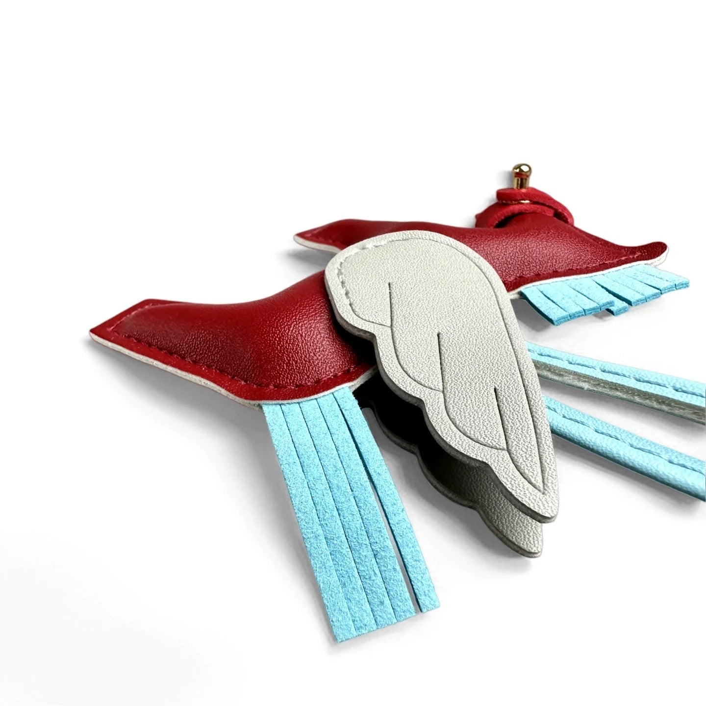 Elegant Winged Pony Keychain with Detachable Mouth Strap | Hand-Stitched Premium PU Leather Bag Charm with Plush Filling, Gift