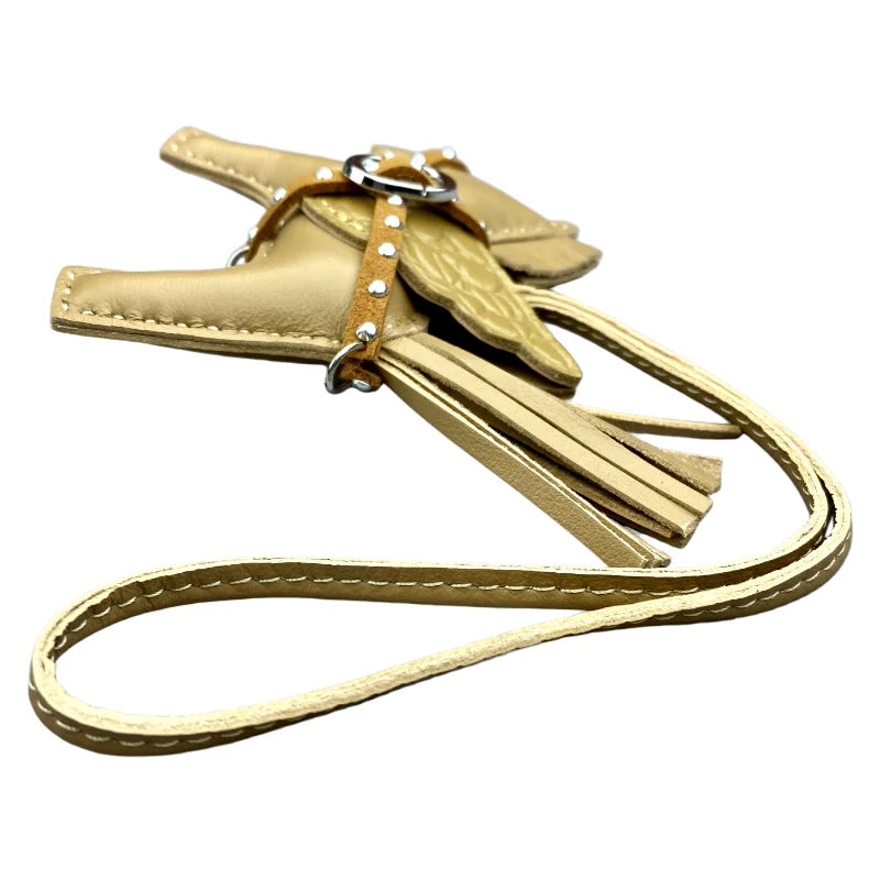 Soft Genuine Sheepskin Pegasus Pony Charm with Crocodile-Embossed Wings And Detachable Rivet Rope Accents Premium Gift Accessory