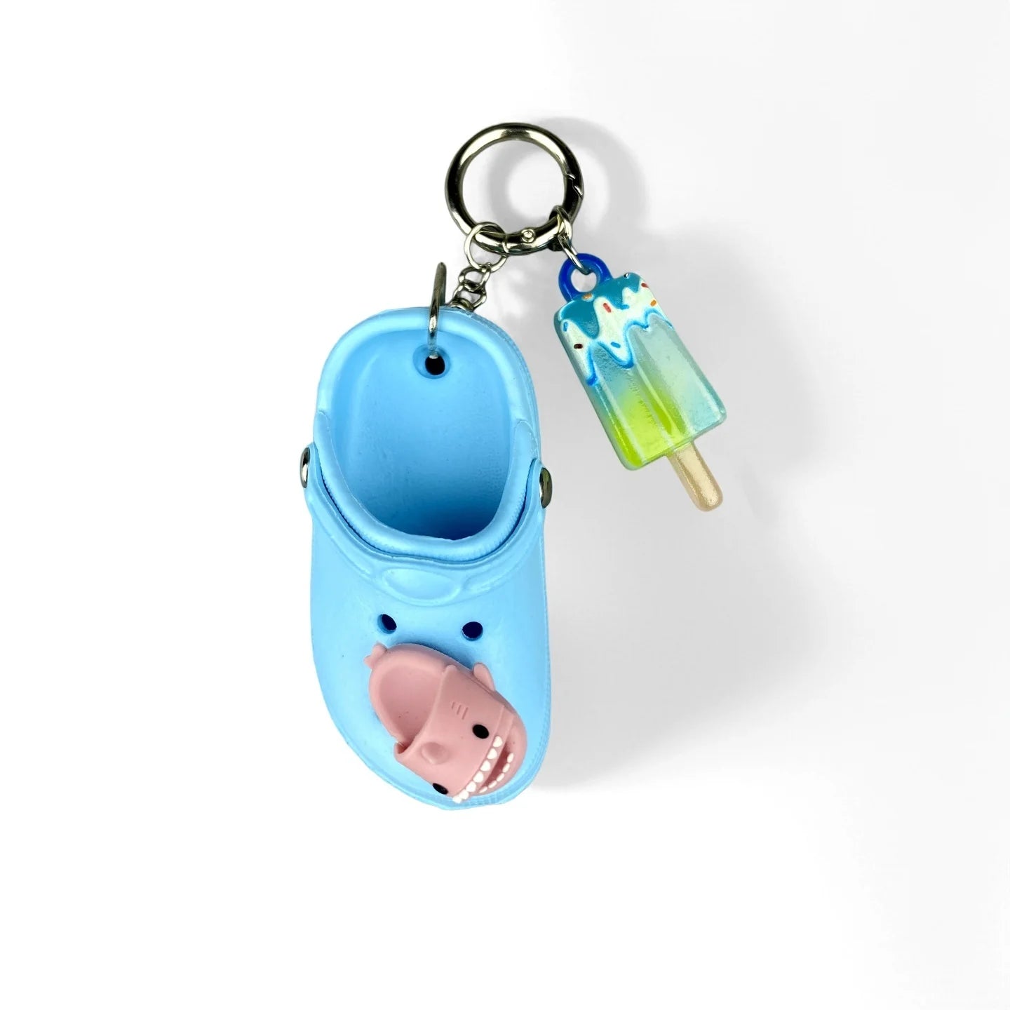 4 Pcs Summer Beach Style PU Leather/Eva Keychain/Bag Charm-Coconut Tree/Durian/Cubes/Crocs Shoes/Cocktail-Bag Accessories/Gift