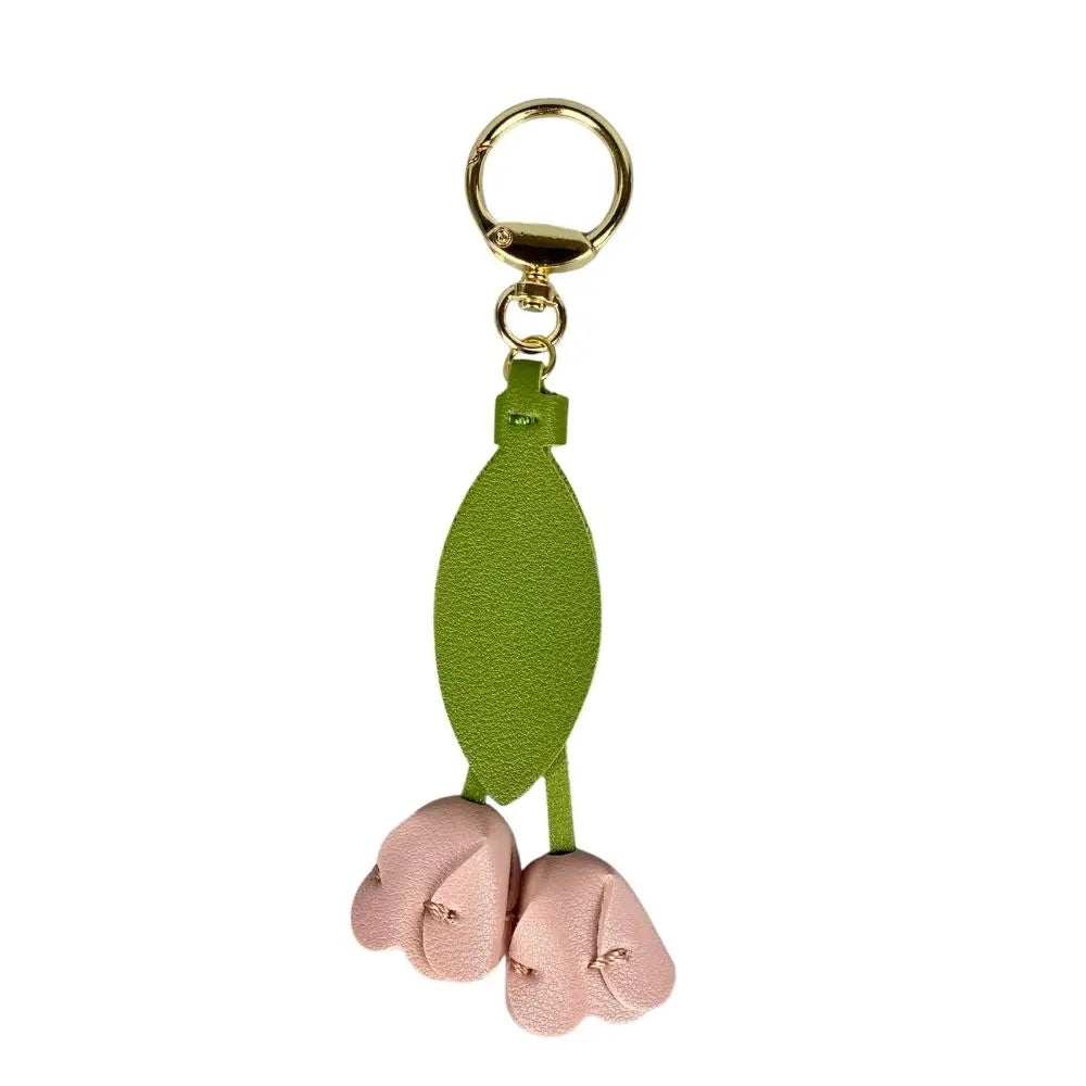 8-Color Soft PU Leather Tulip Bag Charm– Elegant Hanging Floral Accessory with Metal Ring, Realistic Bloom Design for Backpack