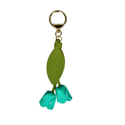 8-Color Soft PU Leather Tulip Bag Charm– Elegant Hanging Floral Accessory with Metal Ring, Realistic Bloom Design for Backpack