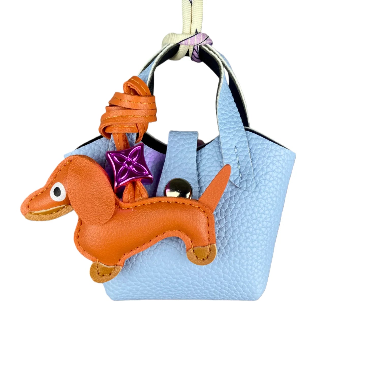 Mini PU Leather Bag For AirPods Case/Lip Balm/Coins With Tiny Dachshund As Decoration-Functional & Decor Leather Pouch-Gift