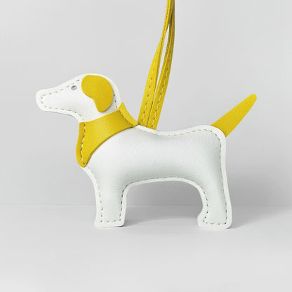 Handmade Premium PU Leather Dachshund Bag Charm – Stuffed & Structured, Classic Color, Elegant Finish