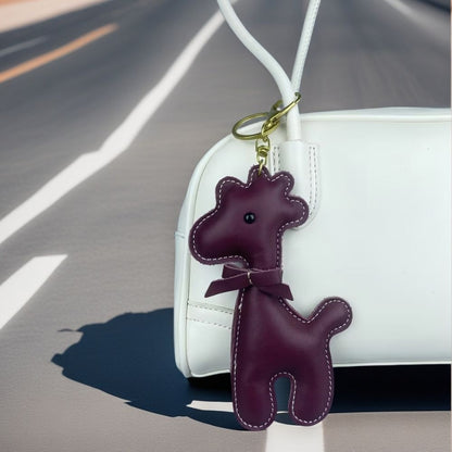 Artisan Top Grain Leather Alpaca Keychain - Handmade Bovine Bag Charm Accessory