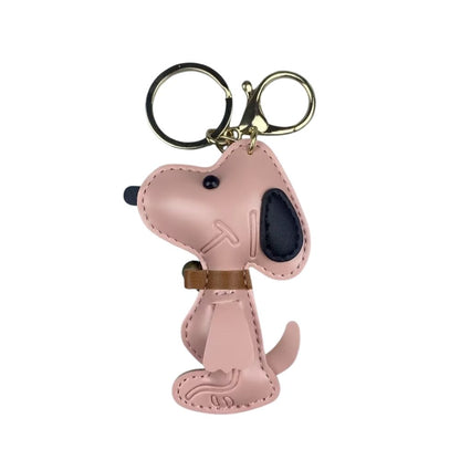 Classic Comic-Style Beagle Keyring - PU Leather Dog Keychain & Bag Accessory in Monochrome