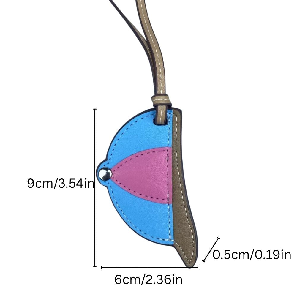 Hand-Stitched PU Leather Baseball Cap Charm - Color-Block Mini Hat Bag Pendant Accessory