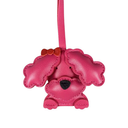 Cute Teddy-Style PU Leather Puppy Bag Charm - Adorable Dog Pendant for Purses