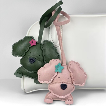 Cute Teddy-Style PU Leather Puppy Bag Charm - Adorable Dog Pendant for Purses