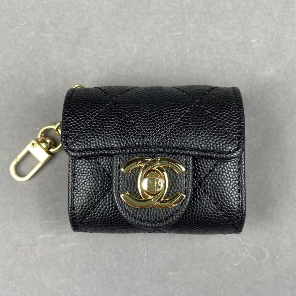 Chan-el Luxury Mini Bag Airpod Case Bag Magnetic Buckle With Gold Metal Chain