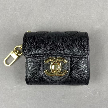 Chan-el Luxury Mini Bag Airpod Case Bag Magnetic Buckle With Gold Metal Chain