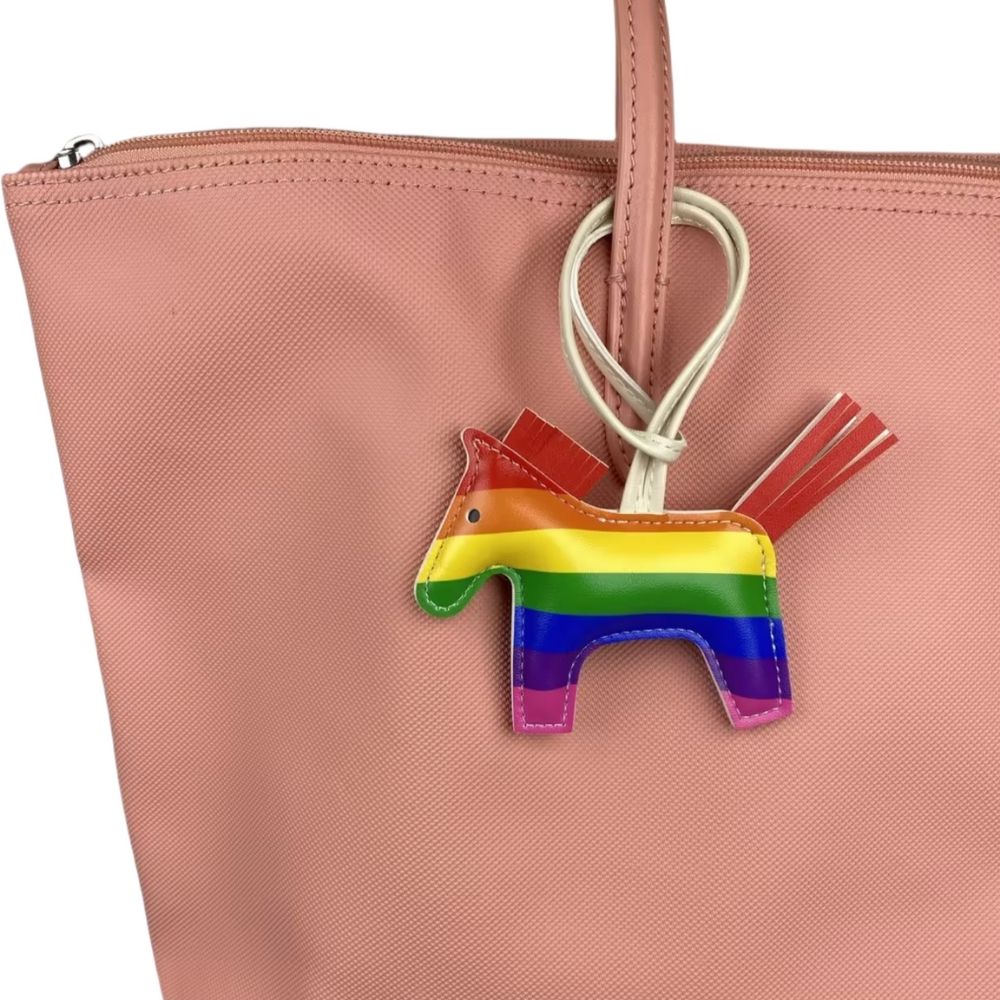 Artisan Horse bag charm – Quirky PU Leather Pony with wrap-around long Strap, Fashionable Bag Accessory for Horse Lovers.