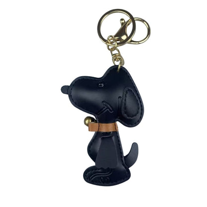 Classic Comic-Style Beagle Keyring - PU Leather Dog Keychain & Bag Accessory in Monochrome