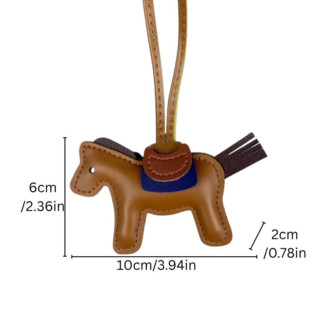 Artisan Horse bag charm – Quirky PU Leather Pony with wrap-around long Strap, Fashionable Bag Accessory for Horse Lovers.