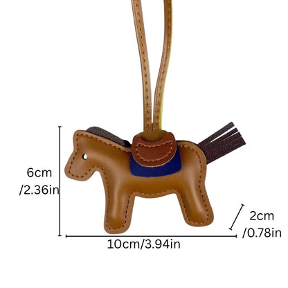 Artisan Horse bag charm – Quirky PU Leather Pony with wrap-around long Strap, Fashionable Bag Accessory for Horse Lovers.
