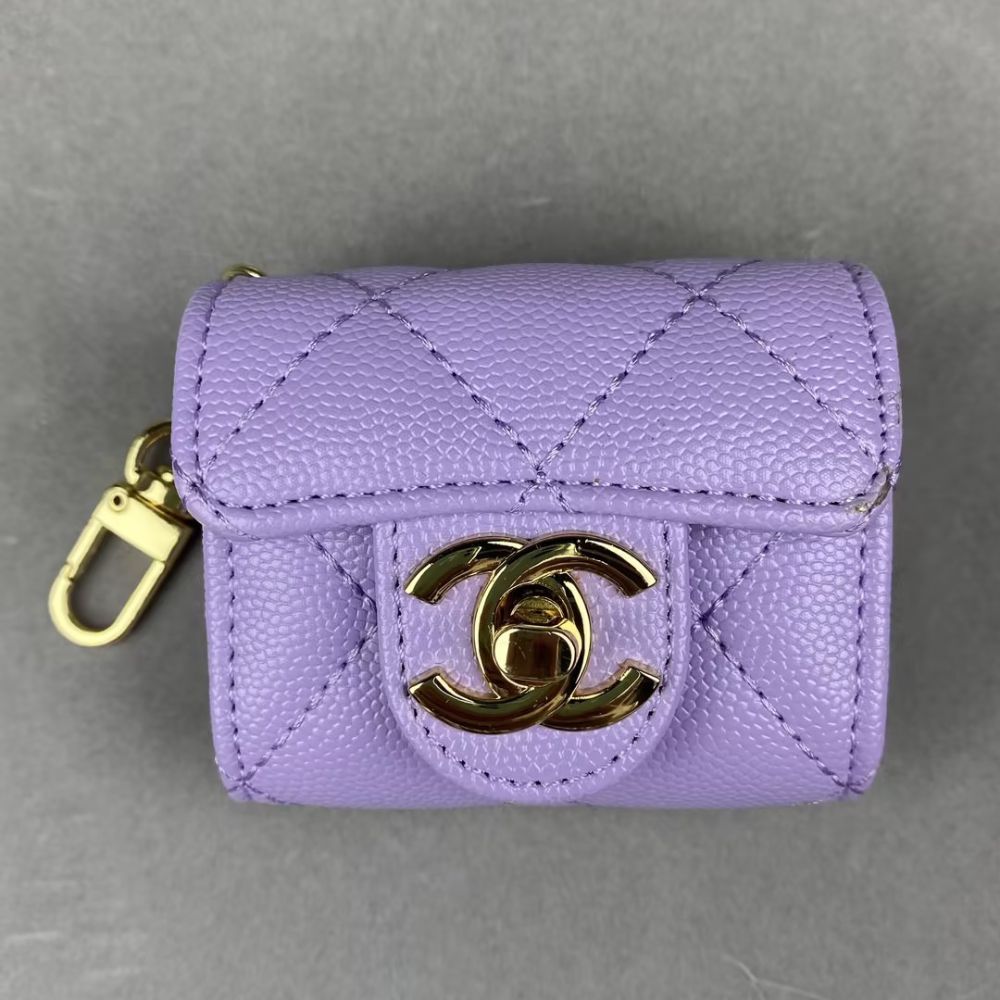 Chan-el Luxury Mini Bag Airpod Case Bag Magnetic Buckle With Gold Metal Chain