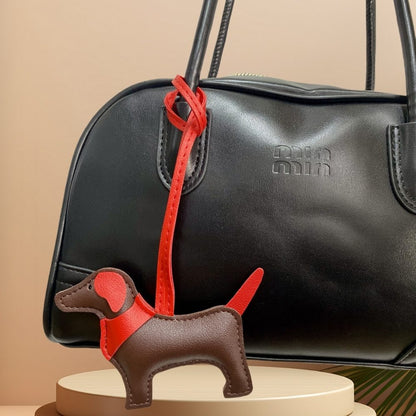 Adorable Scarf-Style Puppy Bag Charm - PU Leather Dog Pendant for Purses & Backpacks