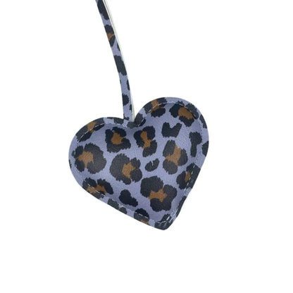 Leopard Print Heart Keychain - Faux Leather Padded Lanyard Charm for Bags & Phones