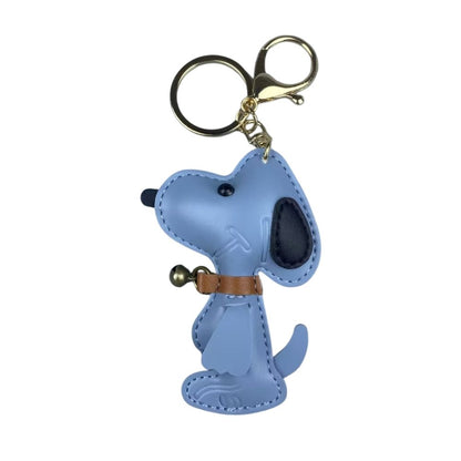 Classic Comic-Style Beagle Keyring - PU Leather Dog Keychain & Bag Accessory in Monochrome