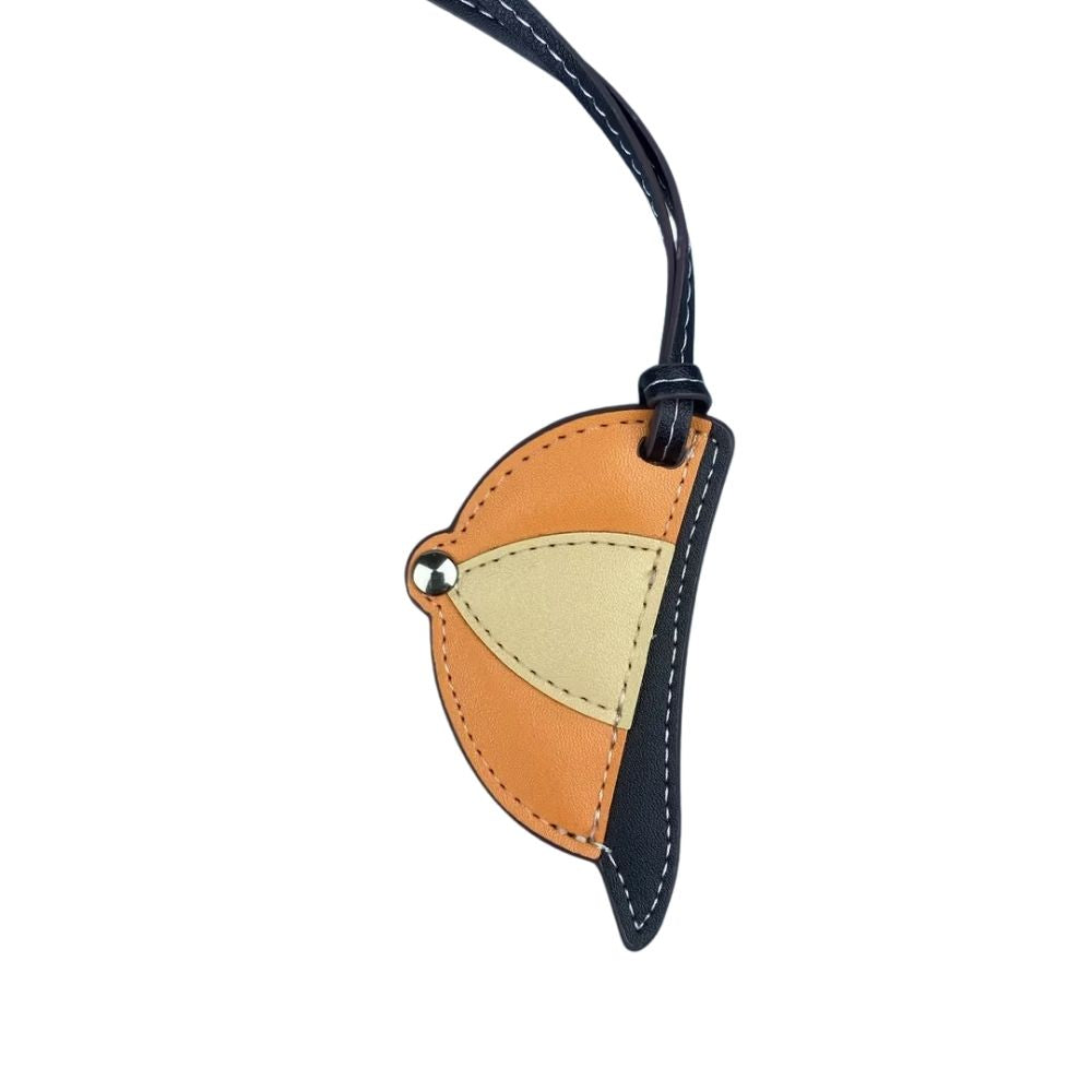 Hand-Stitched PU Leather Baseball Cap Charm - Color-Block Mini Hat Bag Pendant Accessory