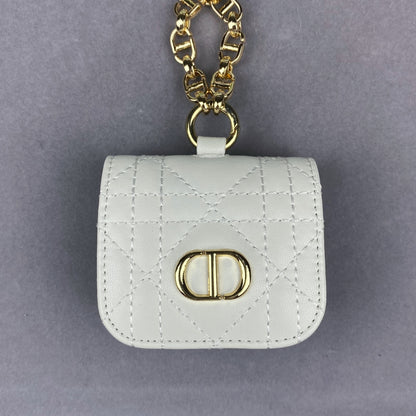 CD Luxury Mini Bag Airpod Case Bag Magnetic Buckle With Gold Metal Chain