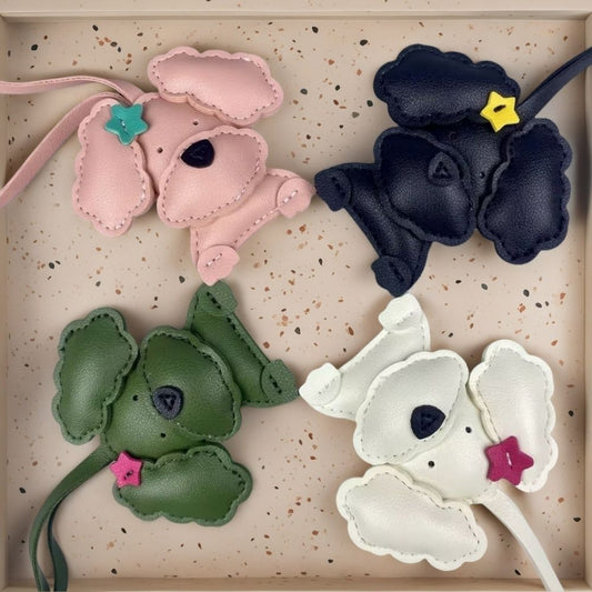 Cute Teddy-Style PU Leather Puppy Bag Charm - Adorable Dog Pendant for Purses