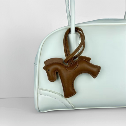 Versatile PU Leather Warhorse Steed Bag Charm - Equestrian Keyring Accessory for All Bags